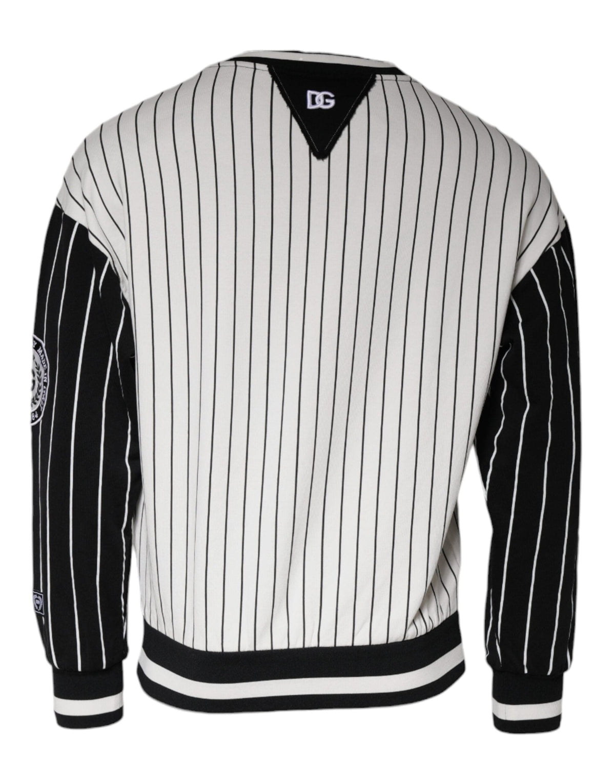 Dolce & Gabbana Black White Stripes Logo Sweatshirt Sweater