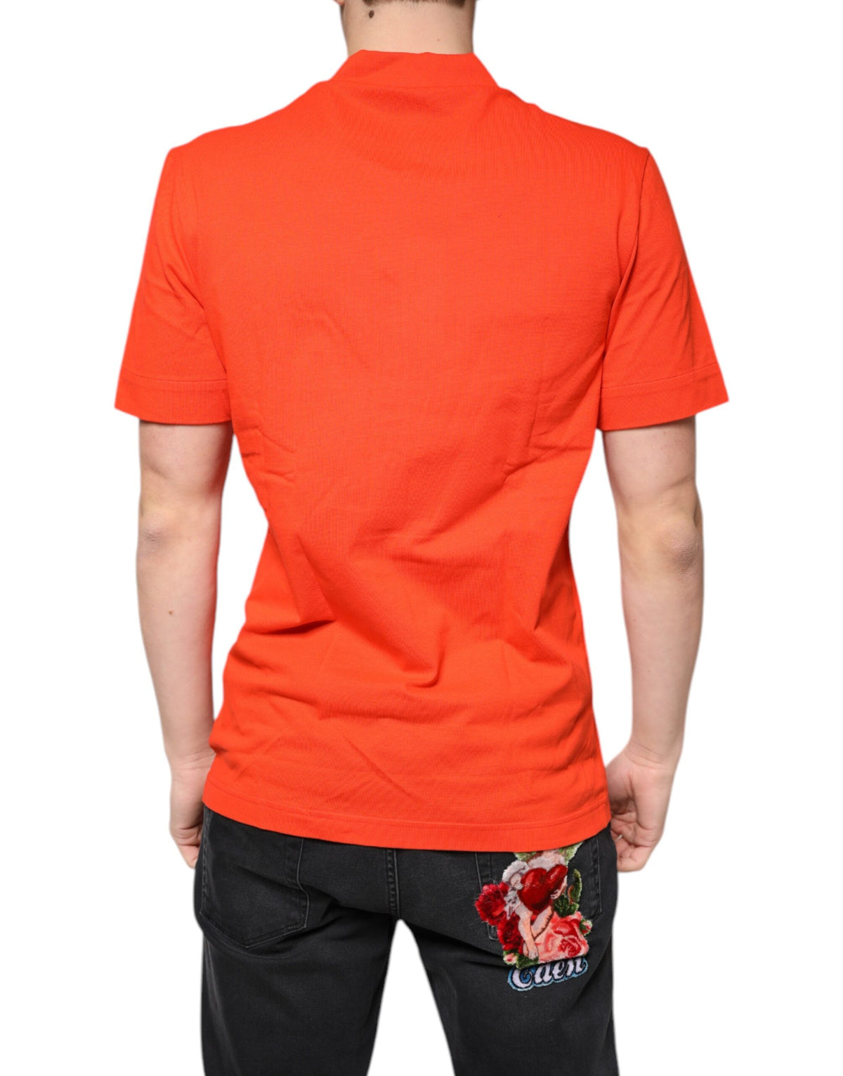 Dolce & Gabbana Orange Cotton Button Down Casual Polo Shirt