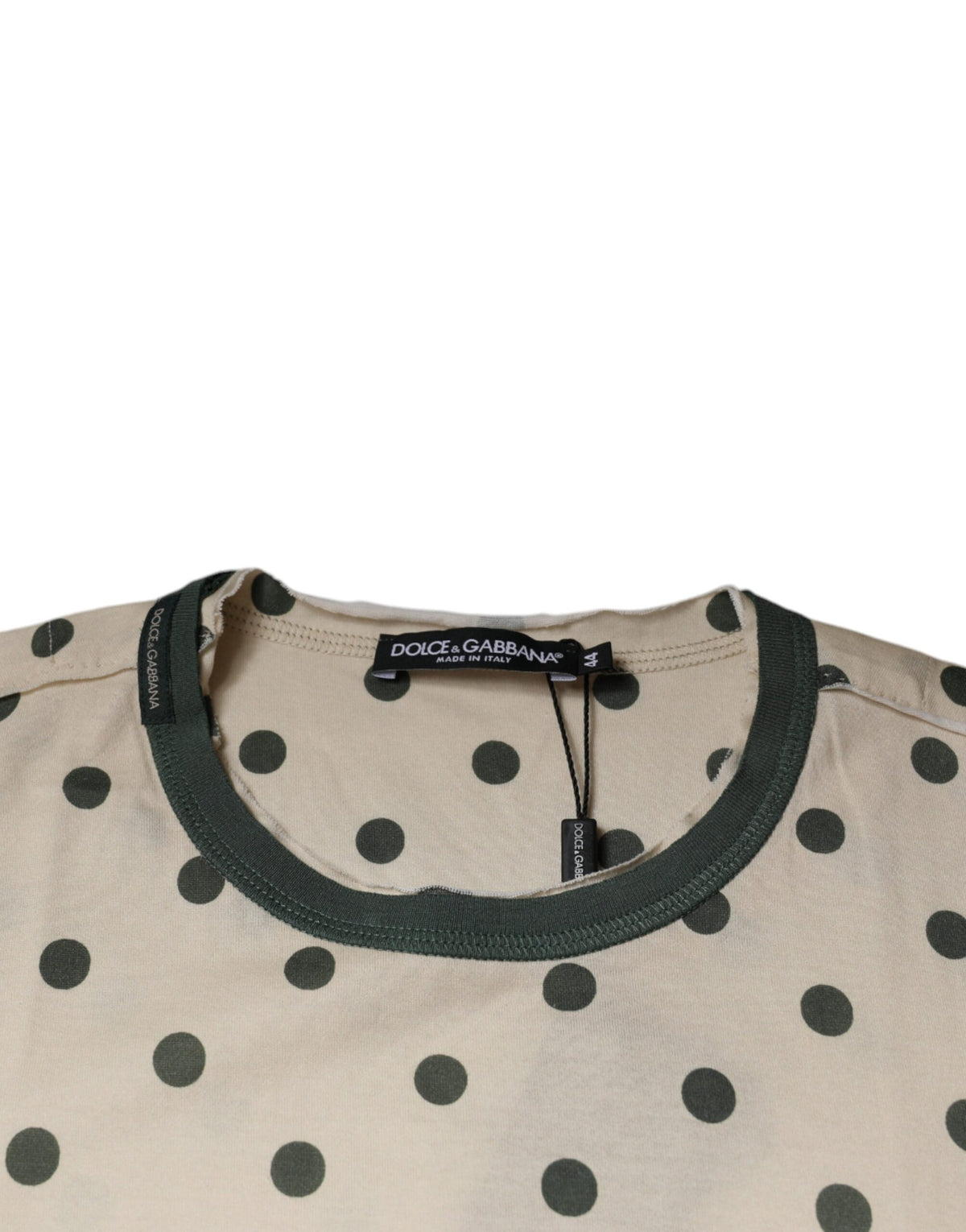 Dolce & Gabbana Beige Graphic Print Polka Dot Cotton T-shirt