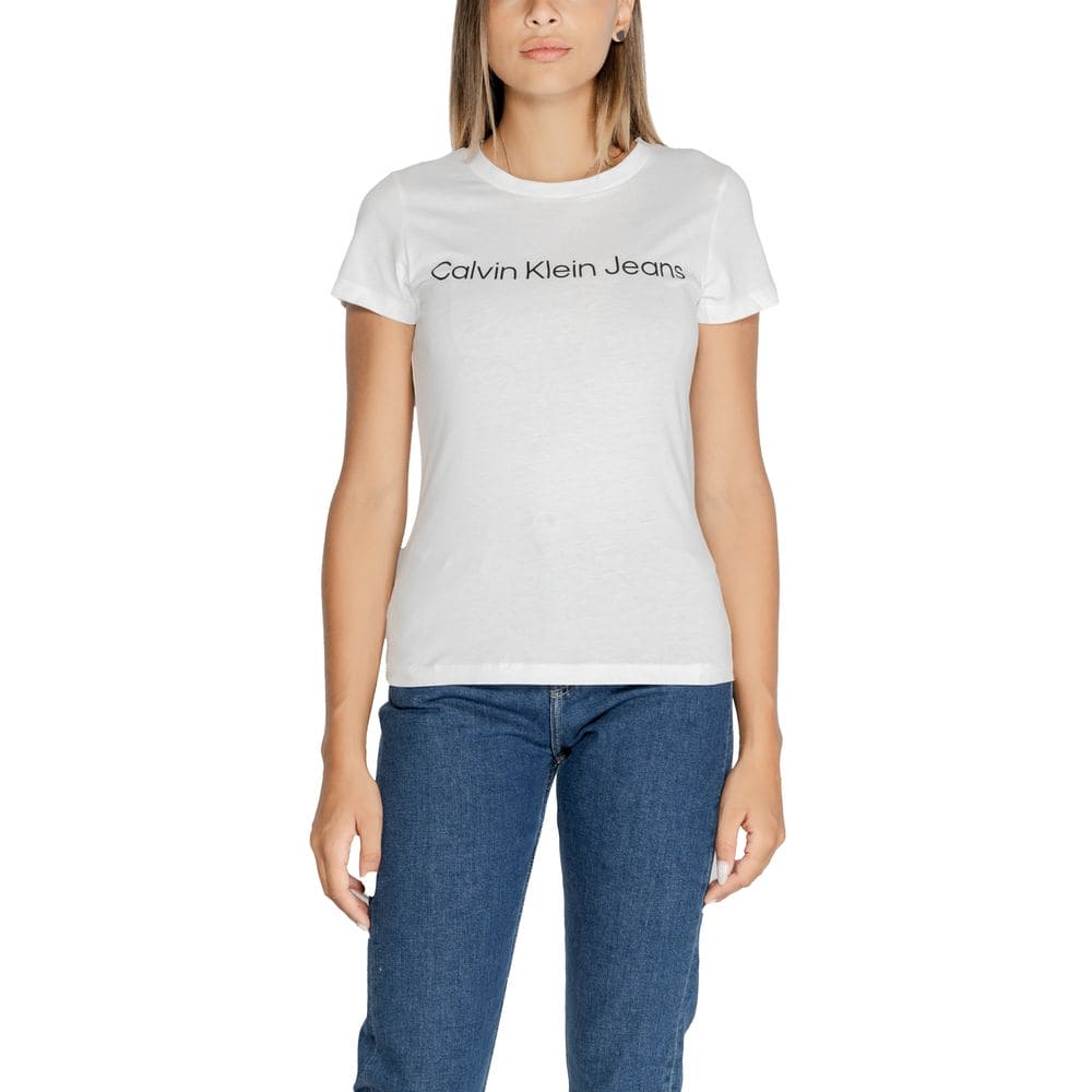 Calvin Klein Jeans White Cotton Tops & T-Shirt