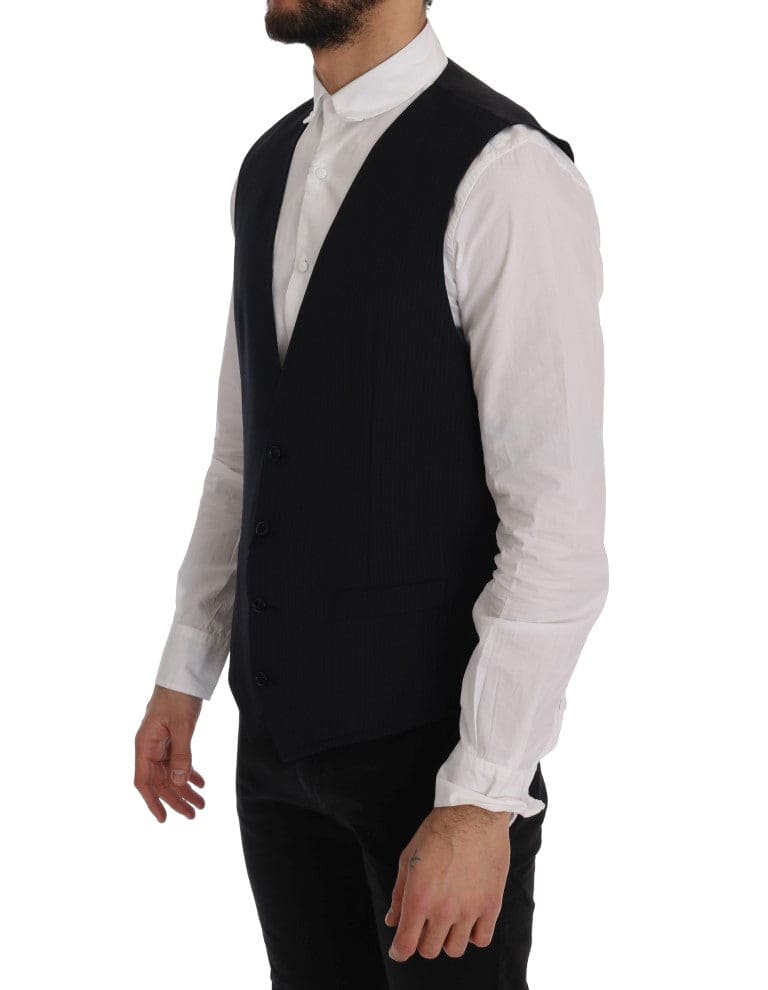 Dolce & Gabbana Sleek Striped Wool Blend Waistcoat Vest