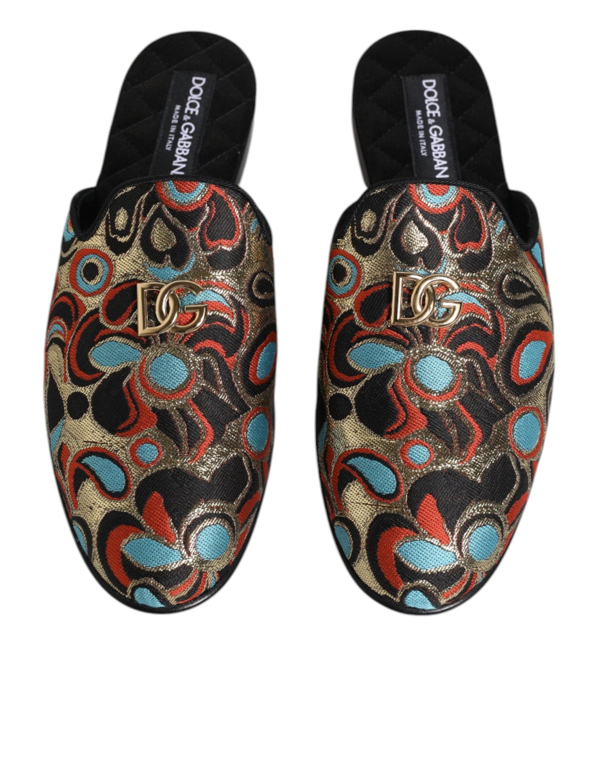 Dolce & Gabbana Multicolor Jacquard Logo Flat Sandals Shoes