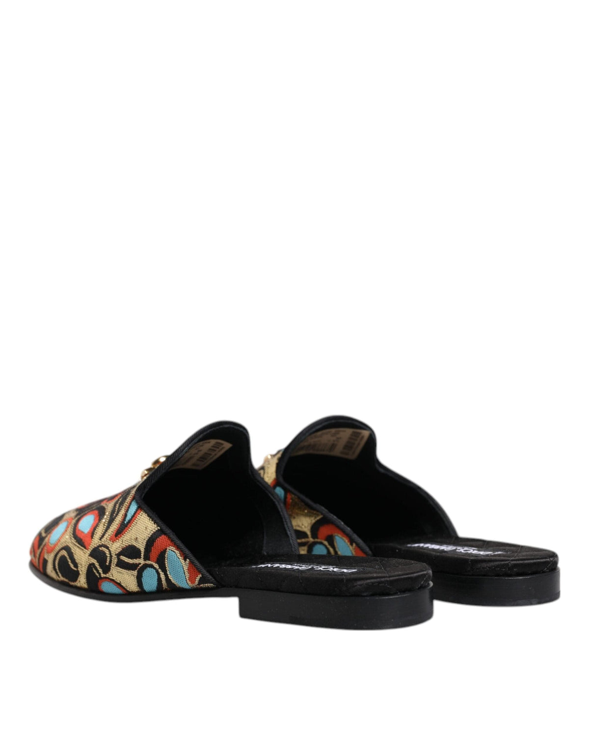 Dolce & Gabbana Multicolor Jacquard Logo Flat Sandals Shoes