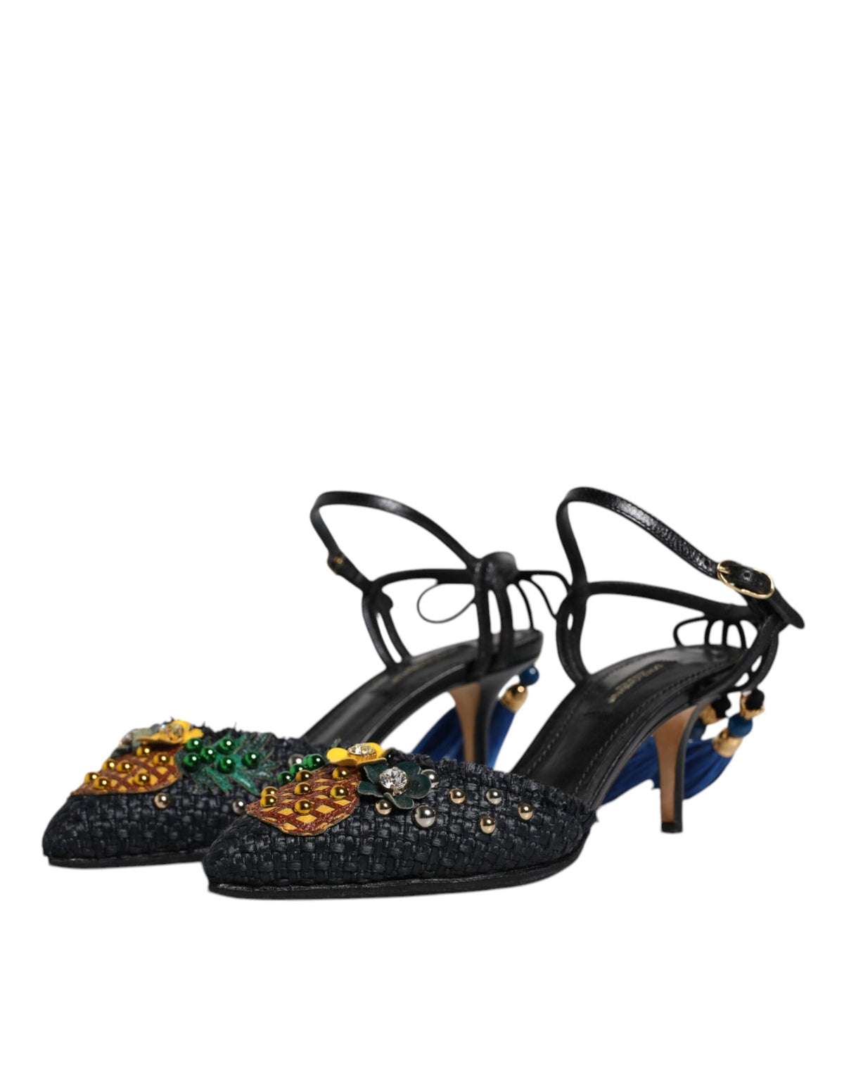 Sandales à talons Bellucci noires à motif ananas Dolce &amp; Gabbana
