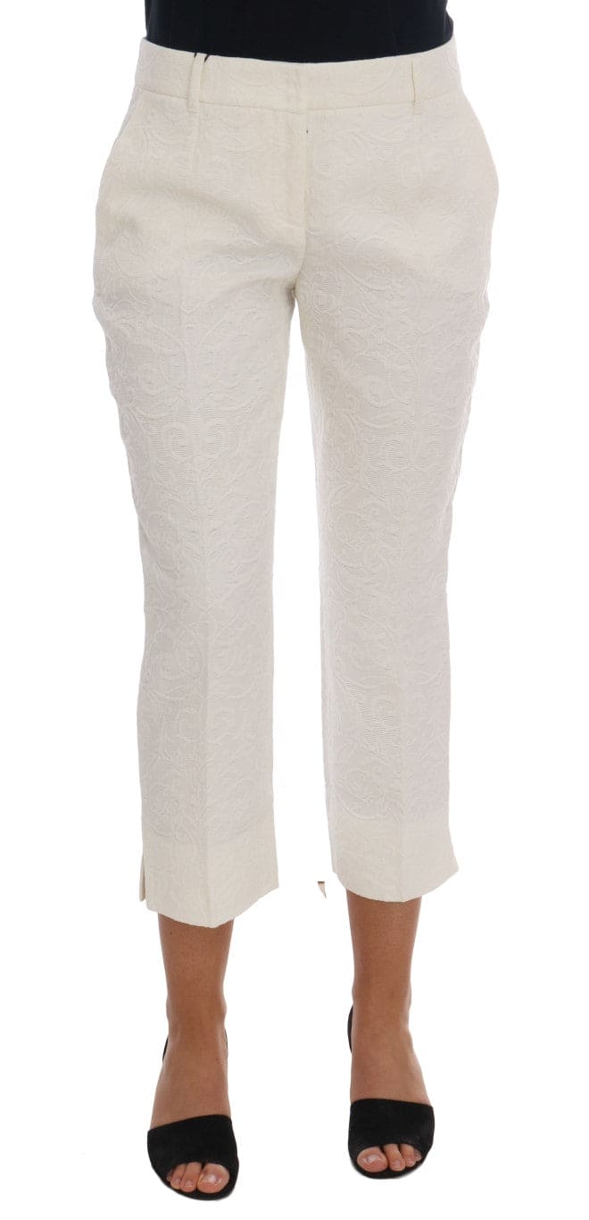 Pantalon capri blanc élégant Dolce &amp; Gabbana - Mélange de coton et de soie