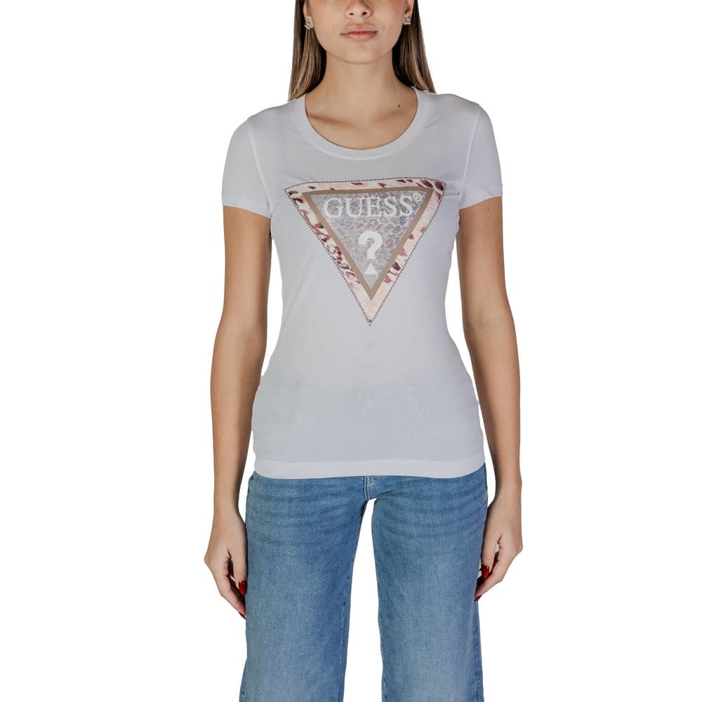 Guess White Cotton Tops & T-Shirt