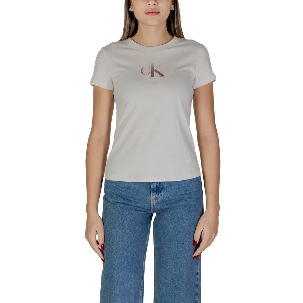 Calvin Klein Jeans Beige Cotton Tops & T-Shirt