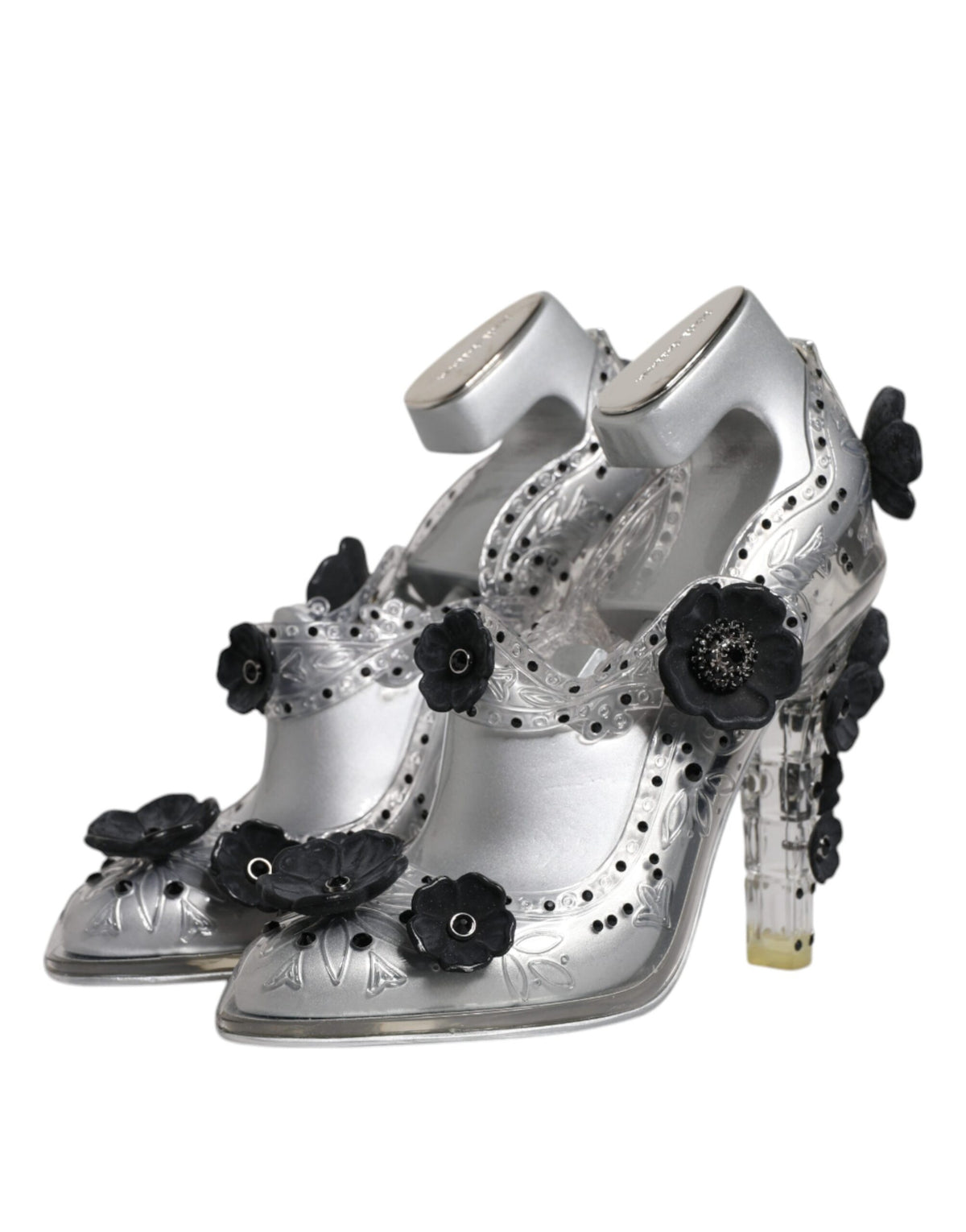 Dolce & Gabbana Clear Floral Crystal CINDERELLA Heels Shoes