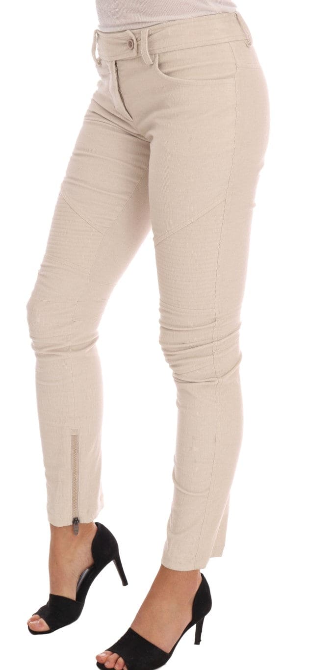 Pantalon slim skinny en velours côtelé beige chic Ermanno Scervino