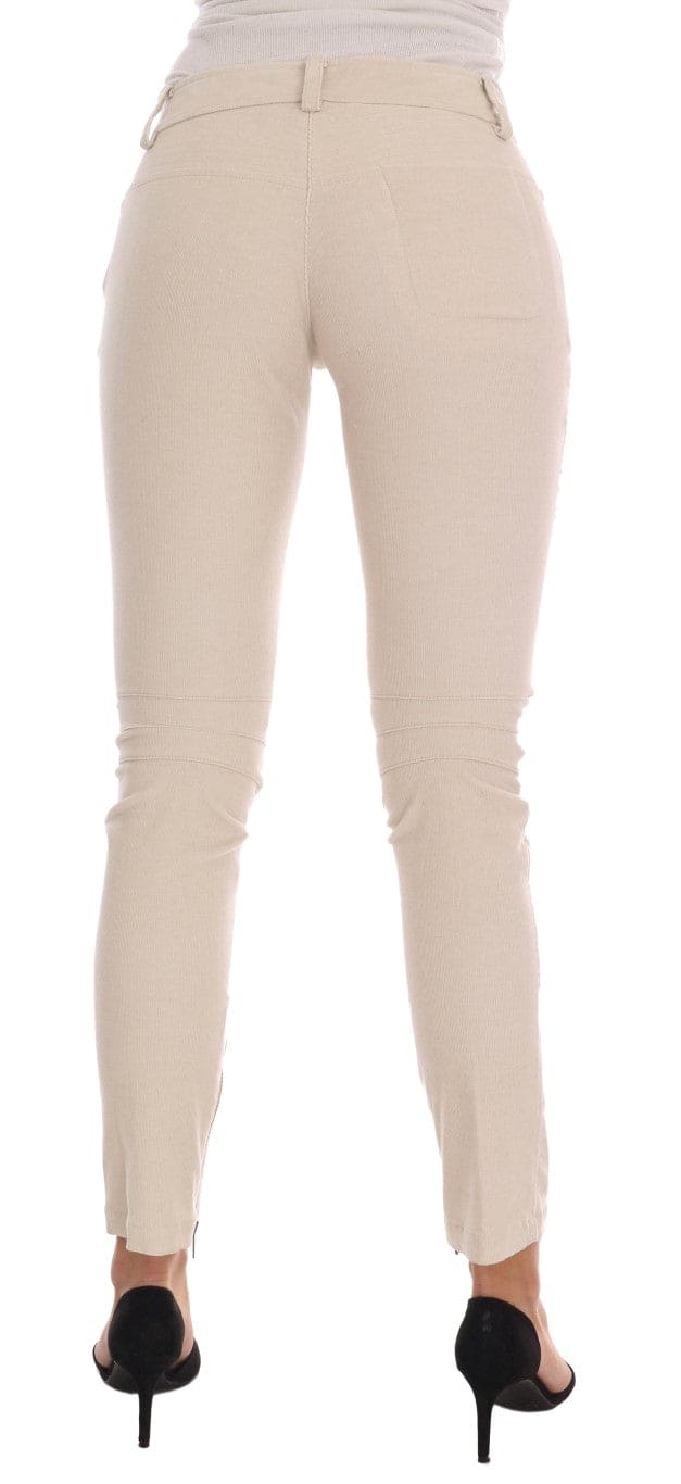 Pantalon slim skinny en velours côtelé beige chic Ermanno Scervino