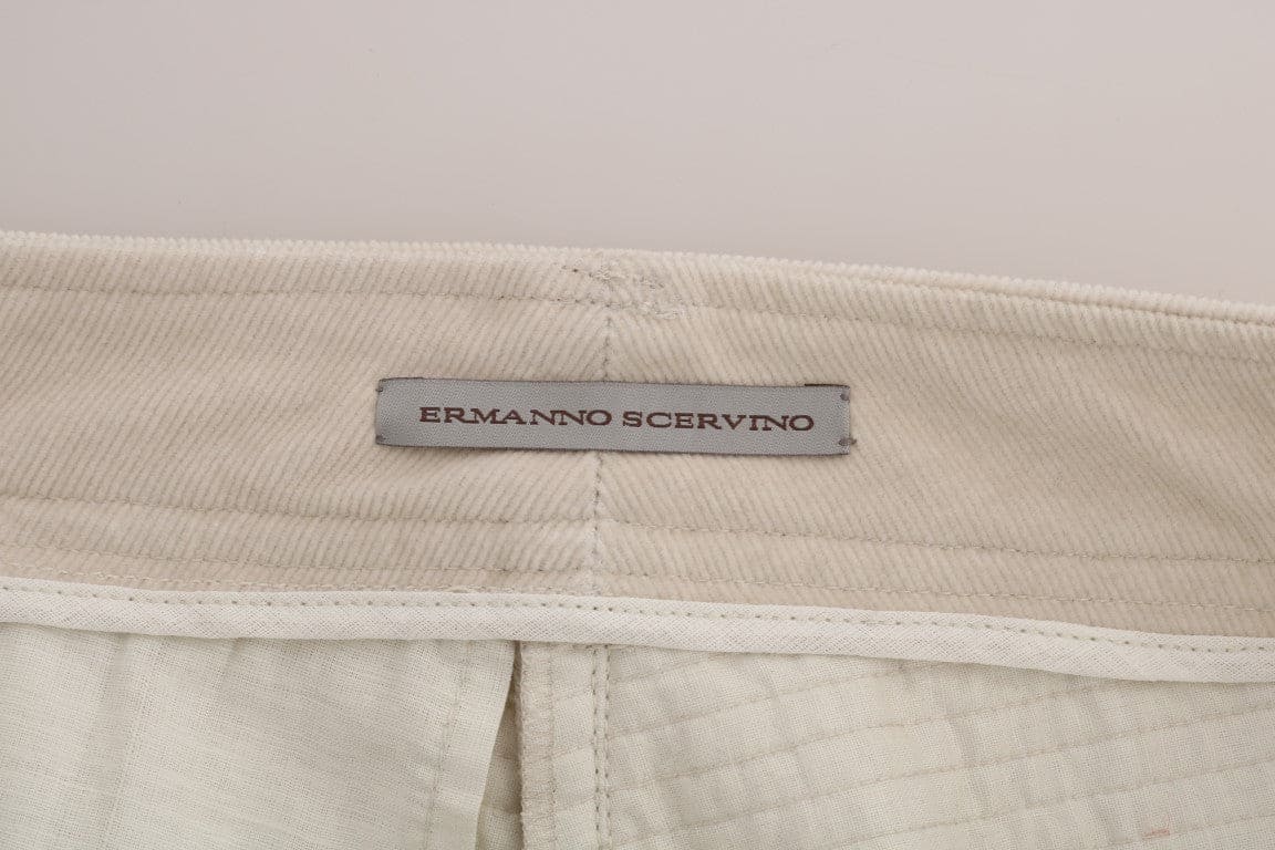 Pantalon slim skinny en velours côtelé beige chic Ermanno Scervino