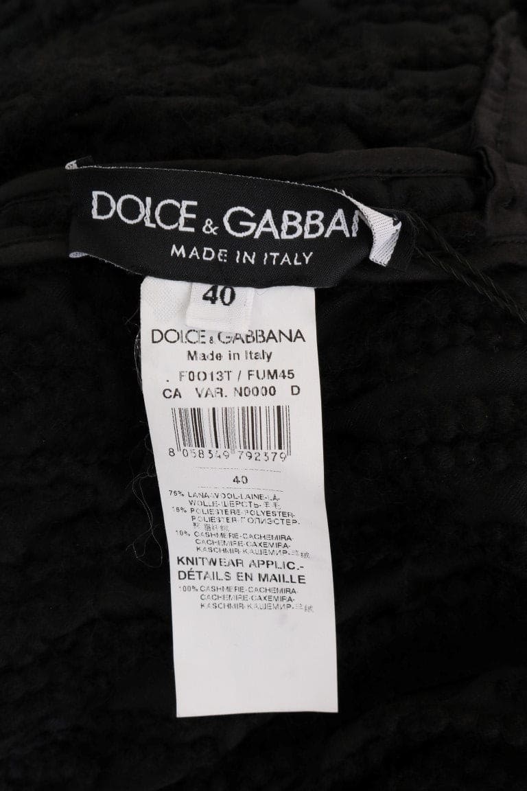 Pull élégant en laine et cachemire à franges noires Dolce &amp; Gabbana