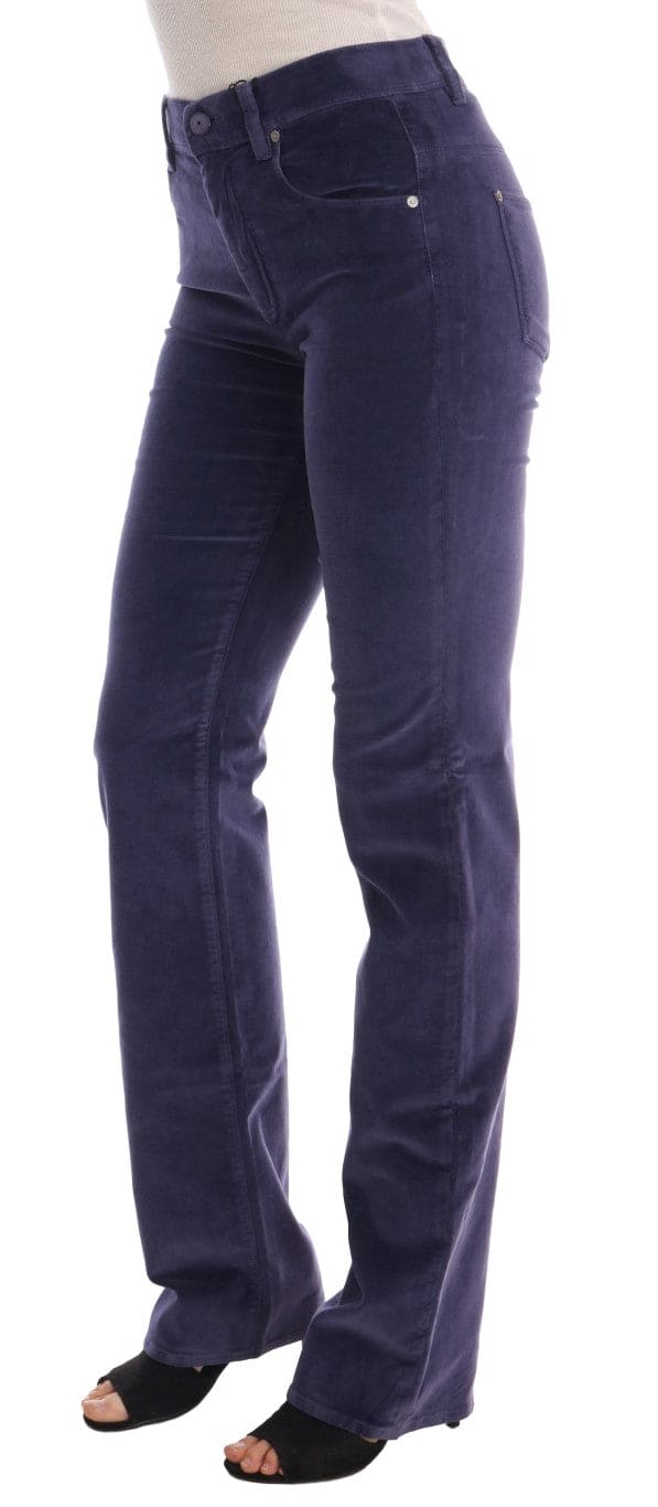 Ermanno Scervino Pantalon évasé bootcut chic en velours côtelé violet