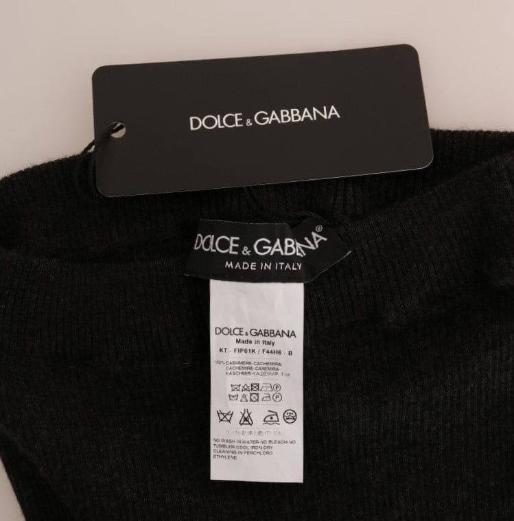 Pantalon taille haute élégant en cachemire gris Dolce &amp; Gabbana