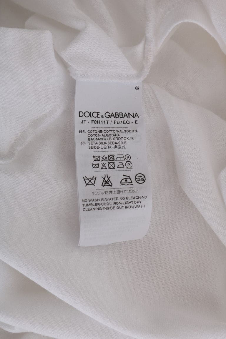 Dolce &amp; Gabbana - Chemisier cache-cœur blanc élégant avec détails en cristal