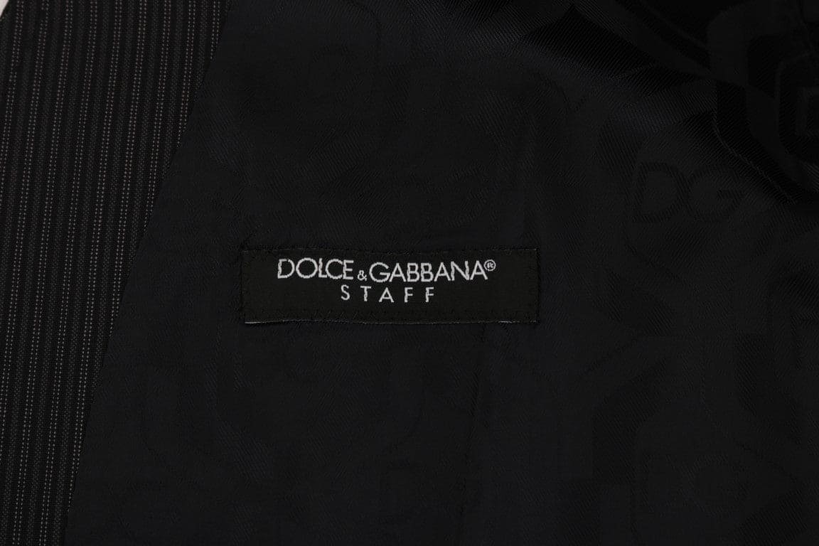 Dolce & Gabbana Elegant Gray Striped Wool Blend Vest