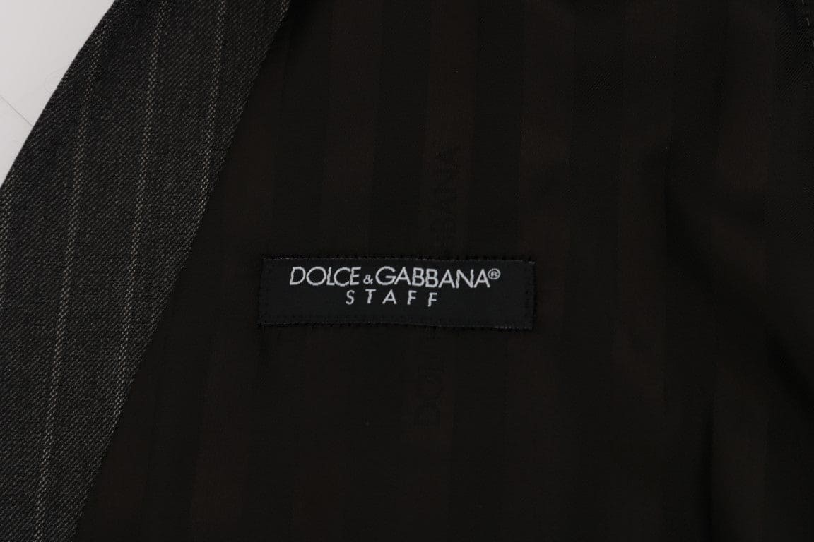 Gilet élégant en laine mélangée grise à rayures Dolce &amp; Gabbana