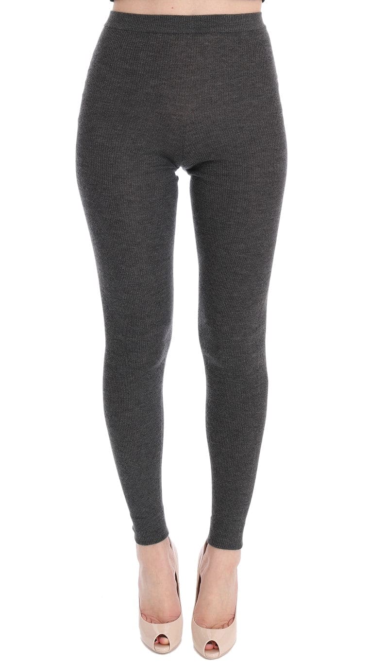 Pantalon collant taille haute en cachemire gris chic Dolce &amp; Gabbana