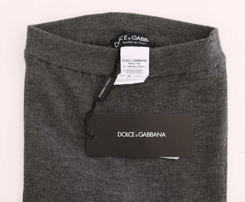 Pantalones de cachemira con cintura alta y elegantes de Dolce &amp; Gabbana en gris