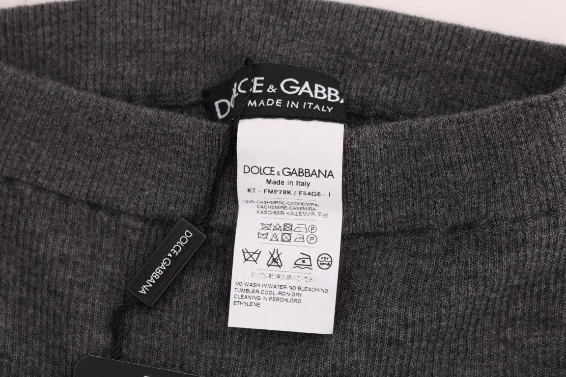 Pantalones de cachemira con cintura alta y elegantes de Dolce &amp; Gabbana en gris