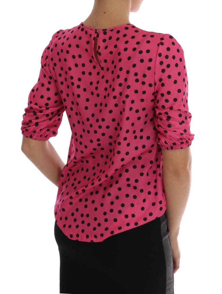 Blusa elegante de seda con lunares rosas de Dolce &amp; Gabbana