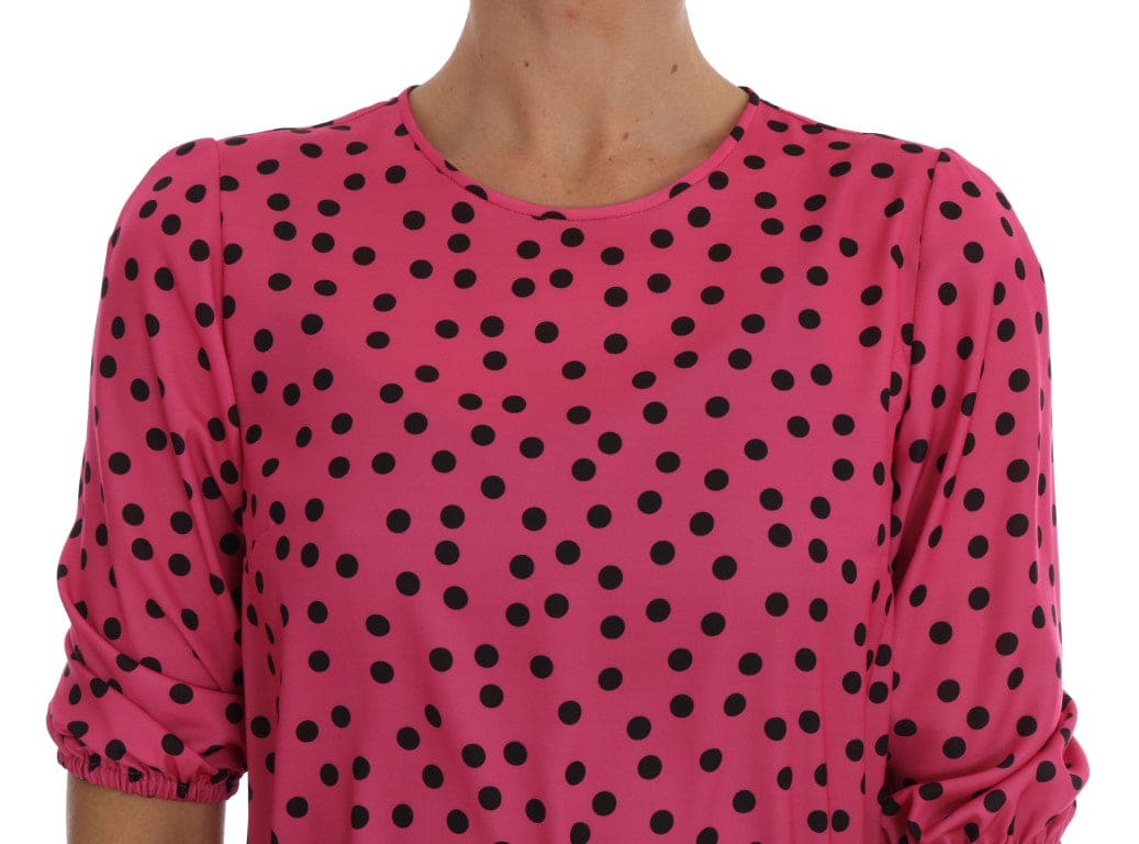 Blusa elegante de seda con lunares rosas de Dolce &amp; Gabbana