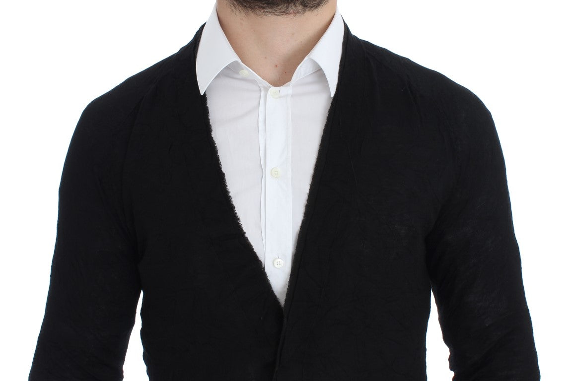 Costume National Elegant Black Merino Wool Cardigan