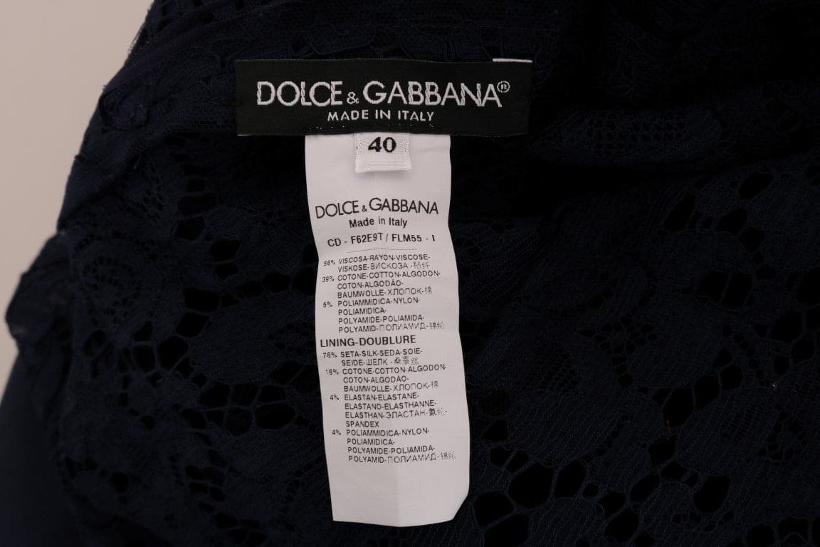 Vestido elegante de encaje floral con corte en A de Dolce &amp; Gabbana