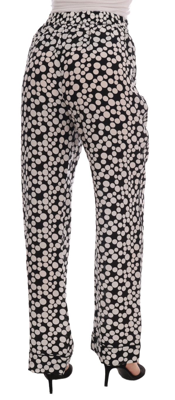 Pantalon taille haute élégant en soie à pois Dolce &amp; Gabbana