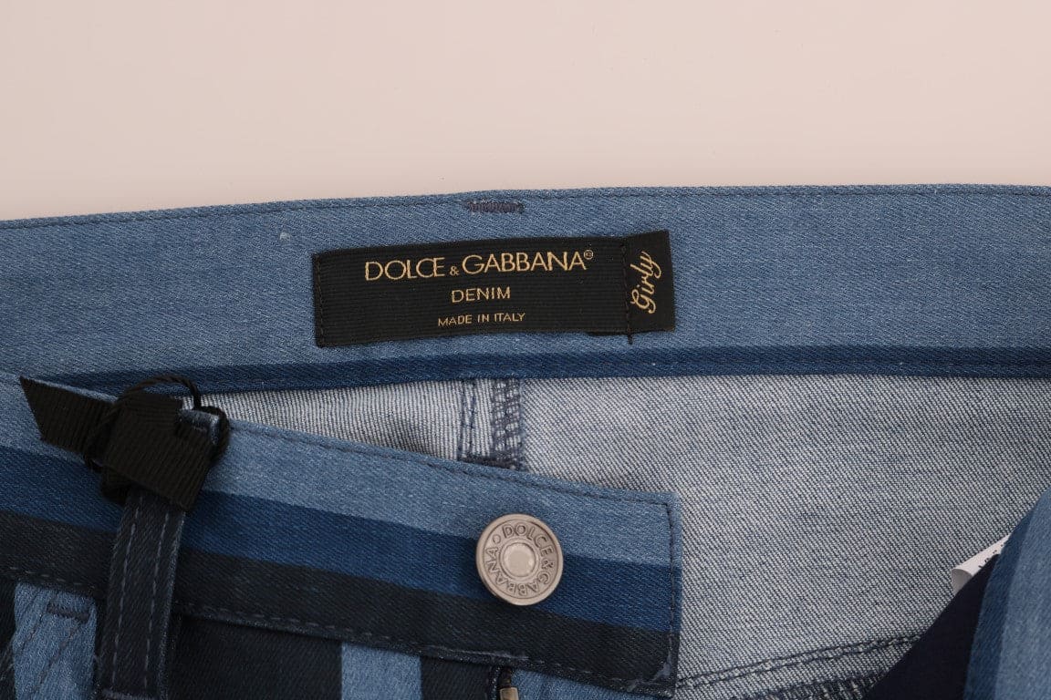 Vaqueros ajustados y femeninos de rayas azules chic de Dolce &amp; Gabbana