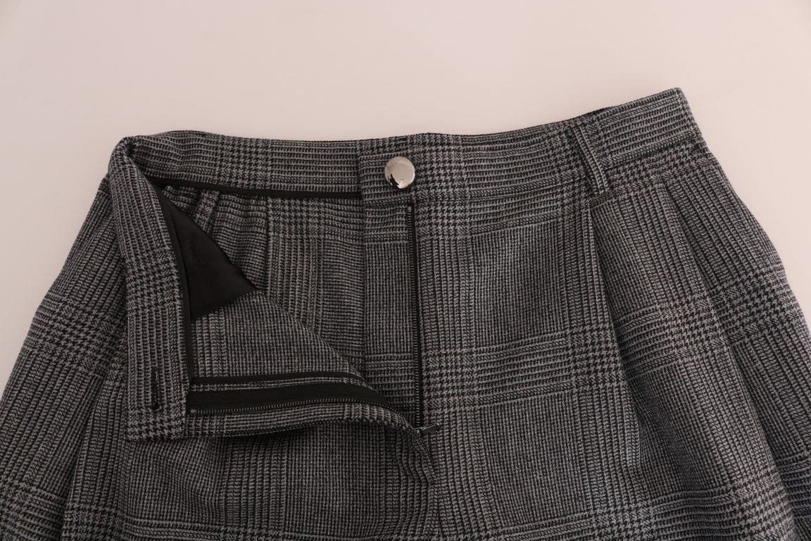 Pantalon Capri en laine à carreaux gris élégant Dolce &amp; Gabbana