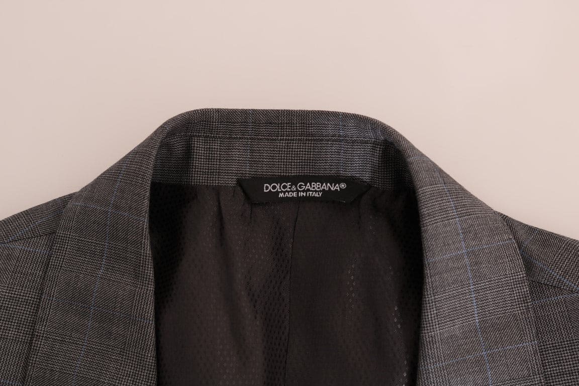 Blazer élégant en laine à carreaux gris Dolce &amp; Gabbana