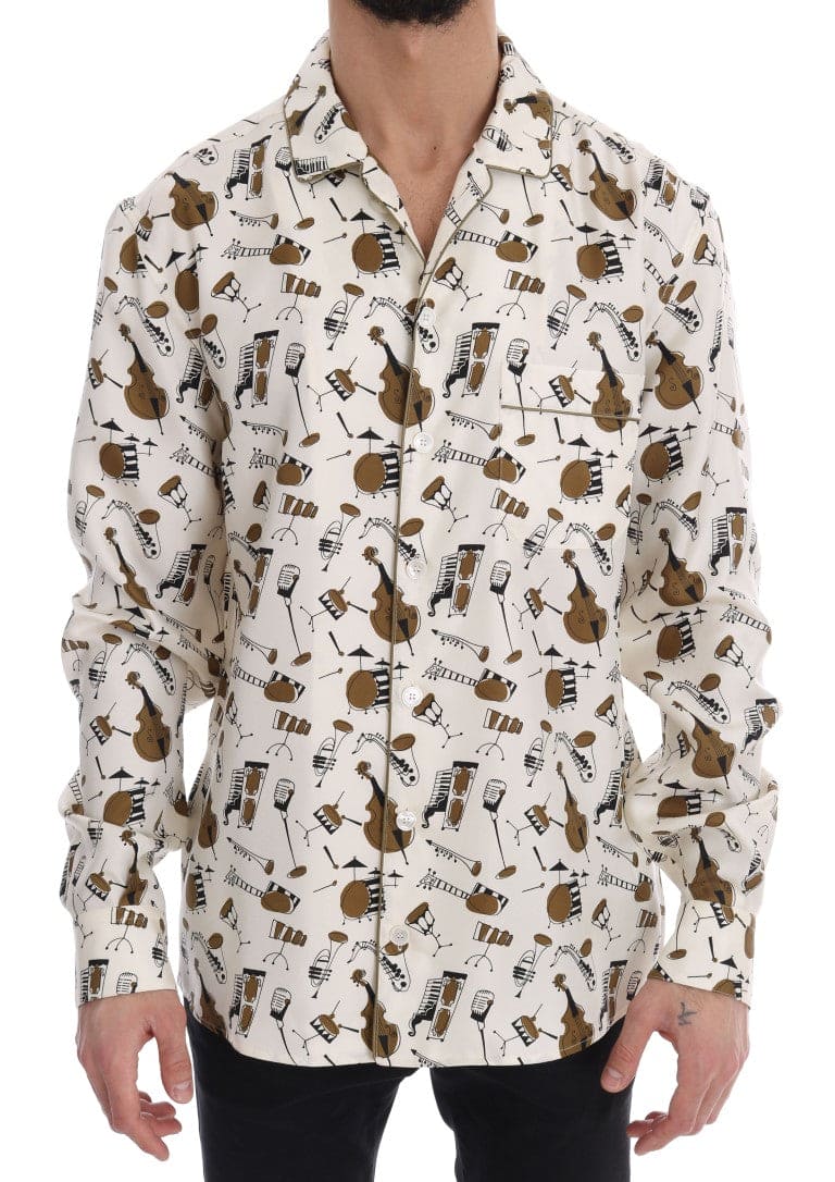 Camisa casual de seda exclusiva para hombre de Dolce &amp; Gabbana: motivo JAZZ