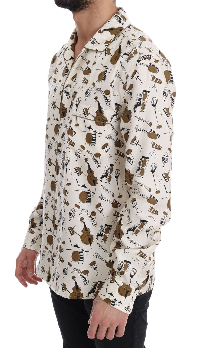 Camisa casual de seda exclusiva para hombre de Dolce &amp; Gabbana: motivo JAZZ