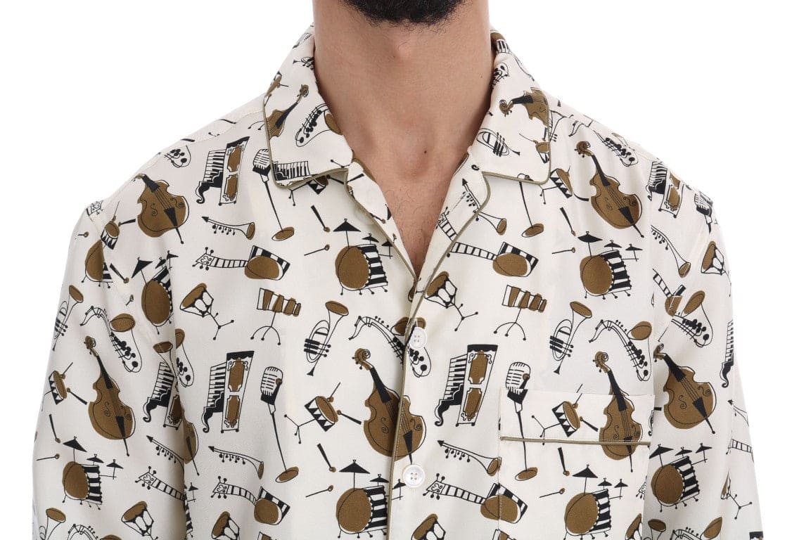 Camisa casual de seda exclusiva para hombre de Dolce &amp; Gabbana: motivo JAZZ