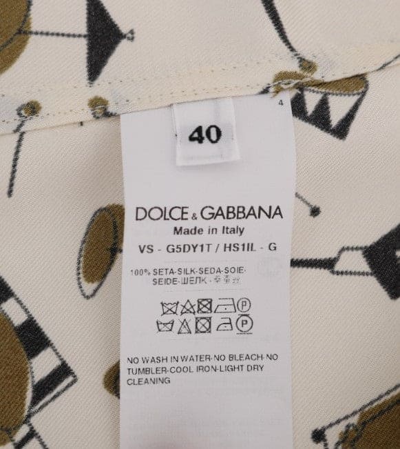 Camisa casual de seda exclusiva para hombre de Dolce &amp; Gabbana: motivo JAZZ