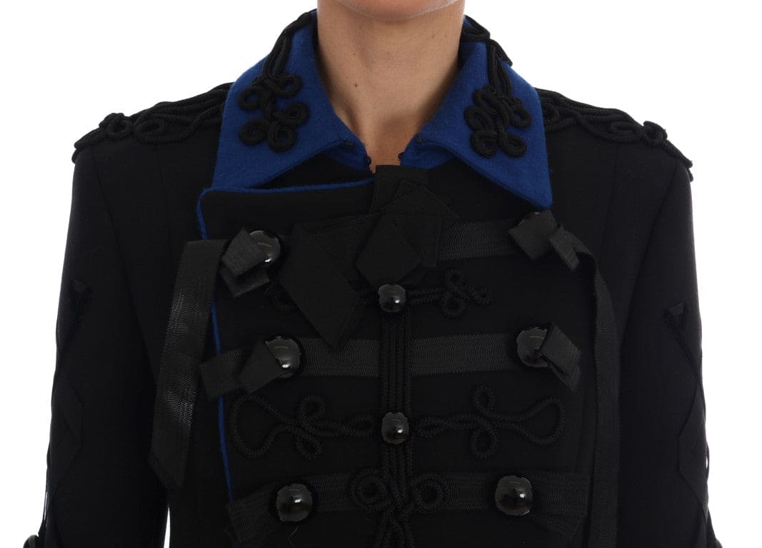 Chaqueta corta tipo gabardina elegante en negro y azul de Dolce &amp; Gabbana