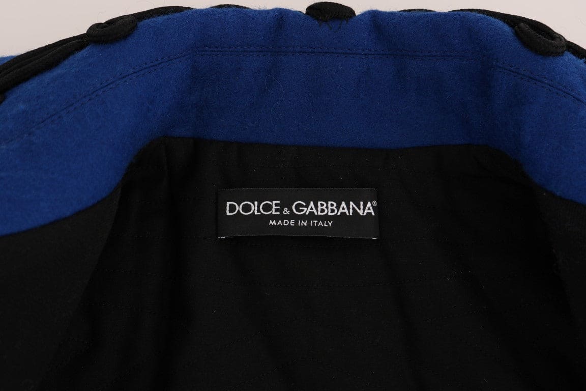 Chaqueta corta tipo gabardina elegante en negro y azul de Dolce &amp; Gabbana