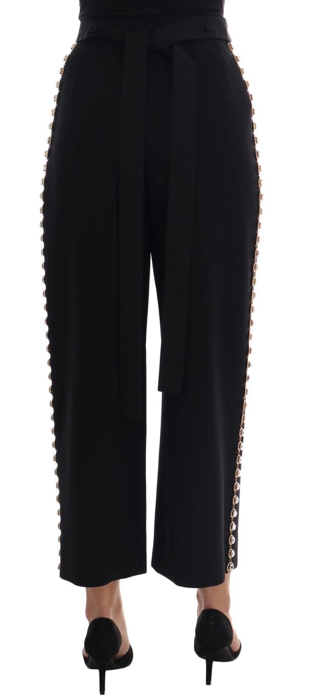 Pantalon taille haute élégant Dolce &amp; Gabbana avec détails dorés