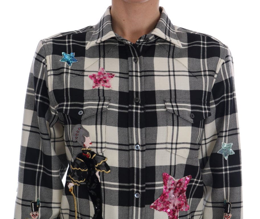 Camisa de lana a cuadros con lentejuelas Enchanted de Dolce &amp; Gabbana