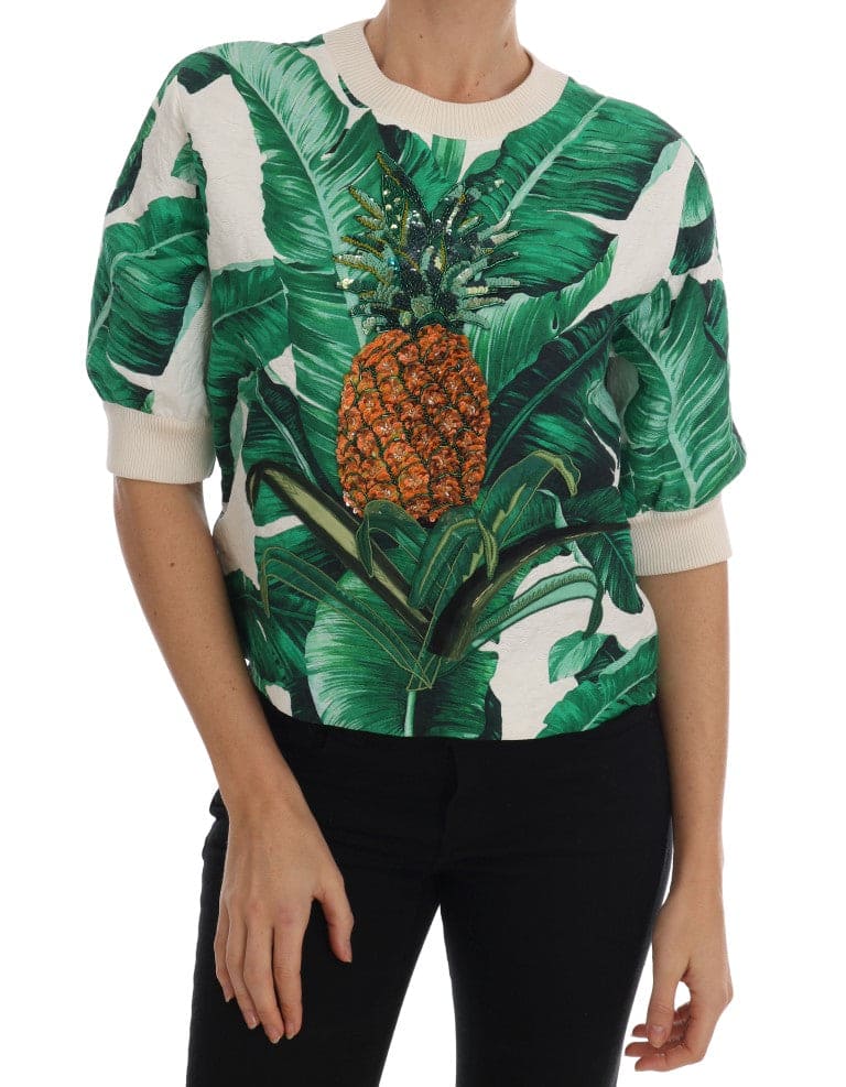 Suéter con lentejuelas tropicales de Dolce &amp; Gabbana: edición Lush Greenery