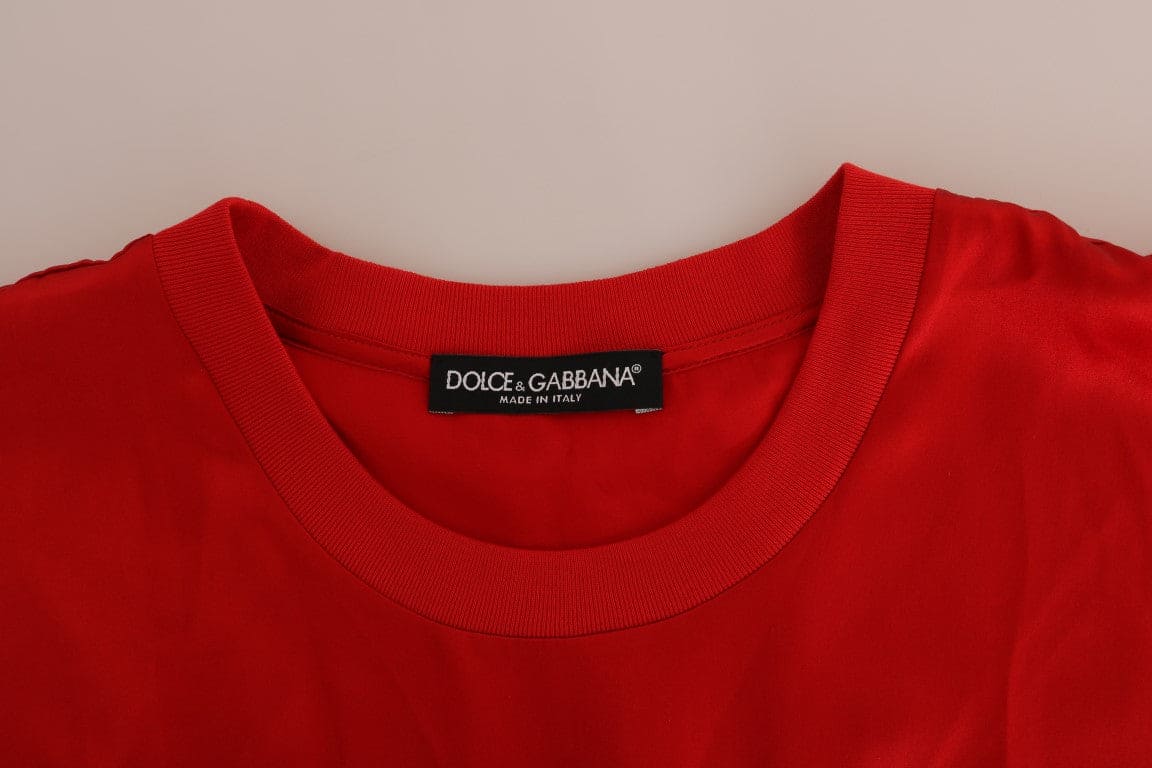 Haut Elegance en soie rouge brodé de fleurs Dolce &amp; Gabbana