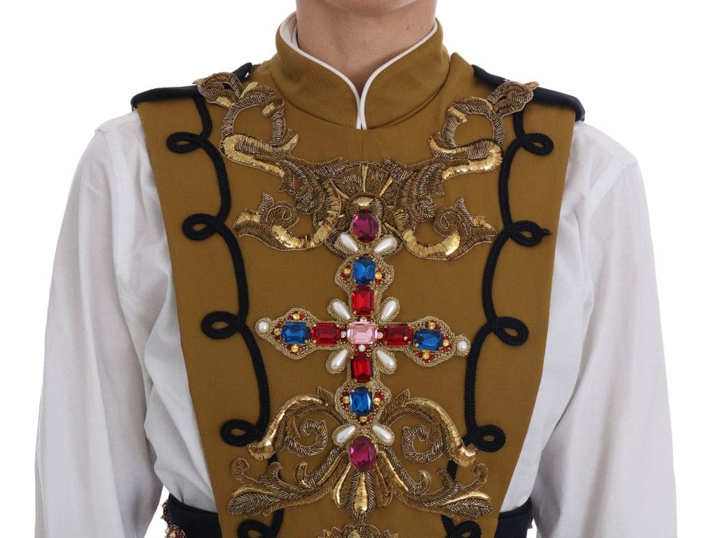 Dolce & Gabbana Runway Embellished Crystal Cross Vest