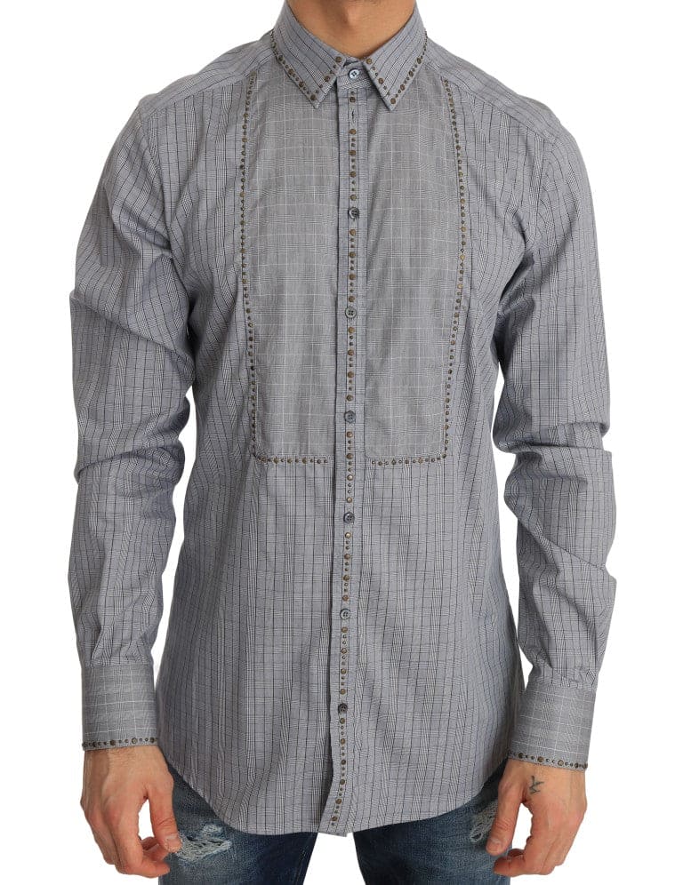 Chemise décontractée slim à carreaux gris élégante Dolce &amp; Gabbana