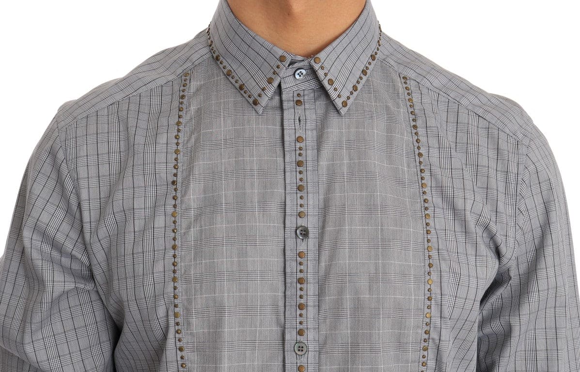 Chemise décontractée slim à carreaux gris élégante Dolce &amp; Gabbana