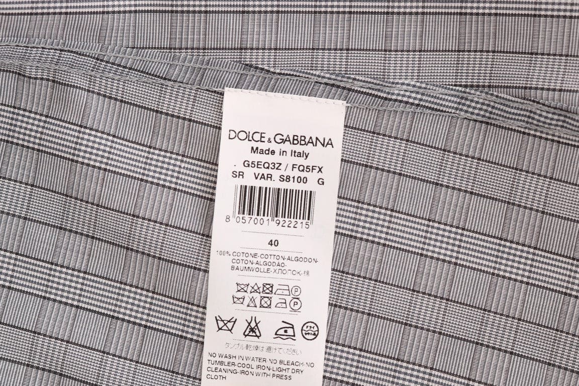 Camisa informal elegante de corte entallado a cuadros grises de Dolce &amp; Gabbana