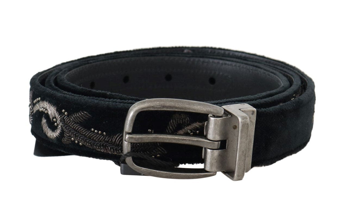 Ceinture élégante en cuir et coton noir pour homme Dolce &amp; Gabbana