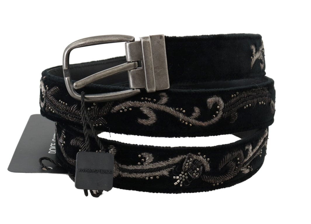 Ceinture élégante en cuir et coton noir pour homme Dolce &amp; Gabbana