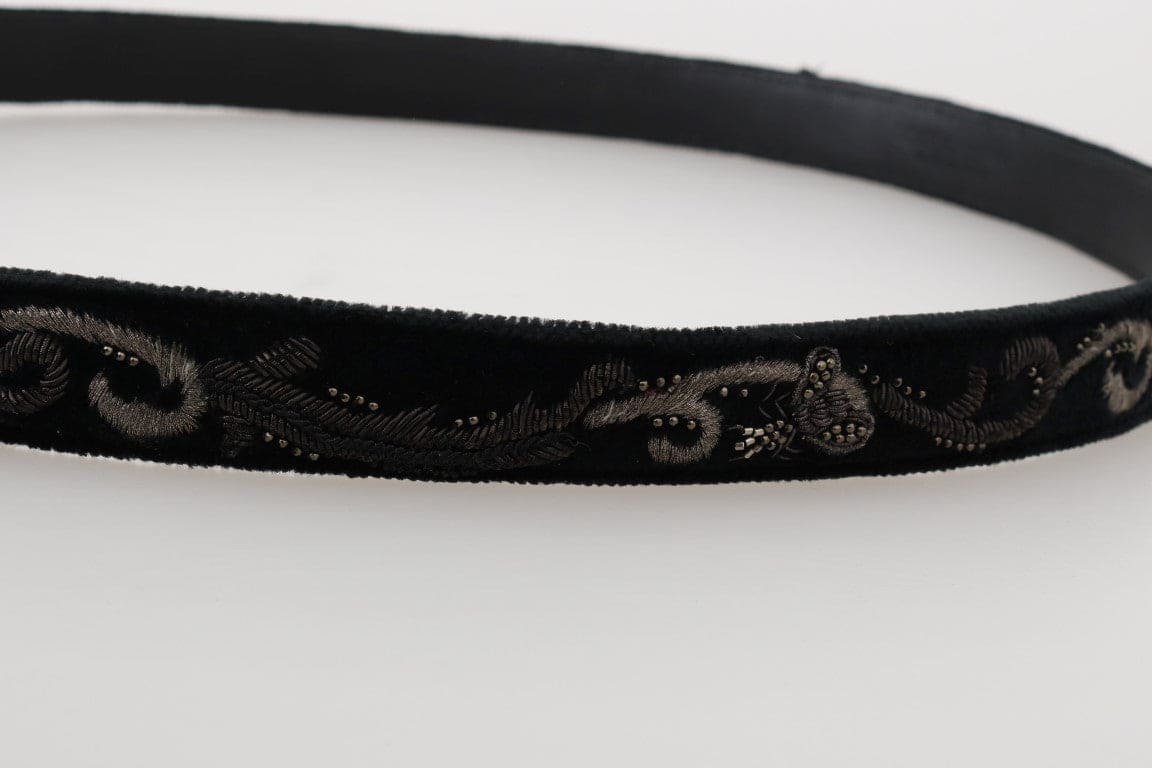 Ceinture élégante en cuir et coton noir pour homme Dolce &amp; Gabbana