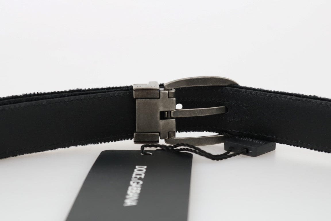 Ceinture élégante en cuir et coton noir pour homme Dolce &amp; Gabbana